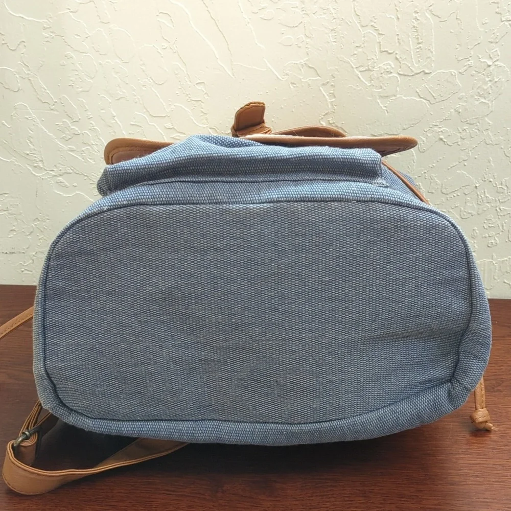 LIKE NEW Rue21 Retro Canvas Crochet and Faux Leather Drawstring Backpack